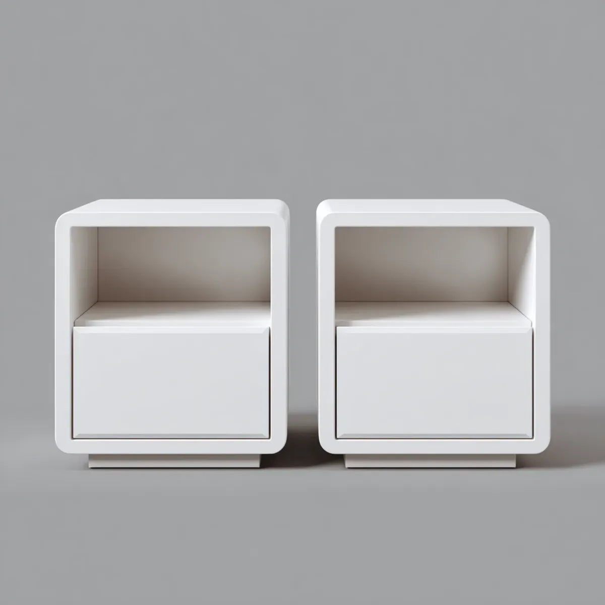 Lot de 2 tables de chevet blanches 40 x 35 x 50 cm en MDF rectangulaires avec tiroir