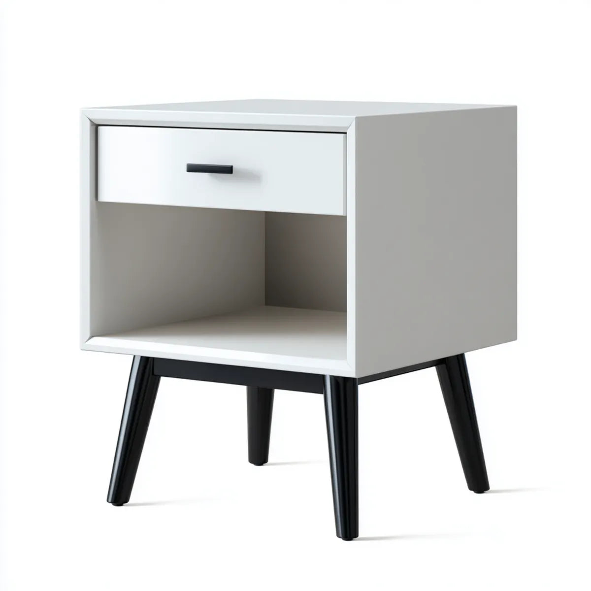 Table de chevet avec tiroir blanche et noire en MDF 40 x 40 x 55 cm rectangulaire