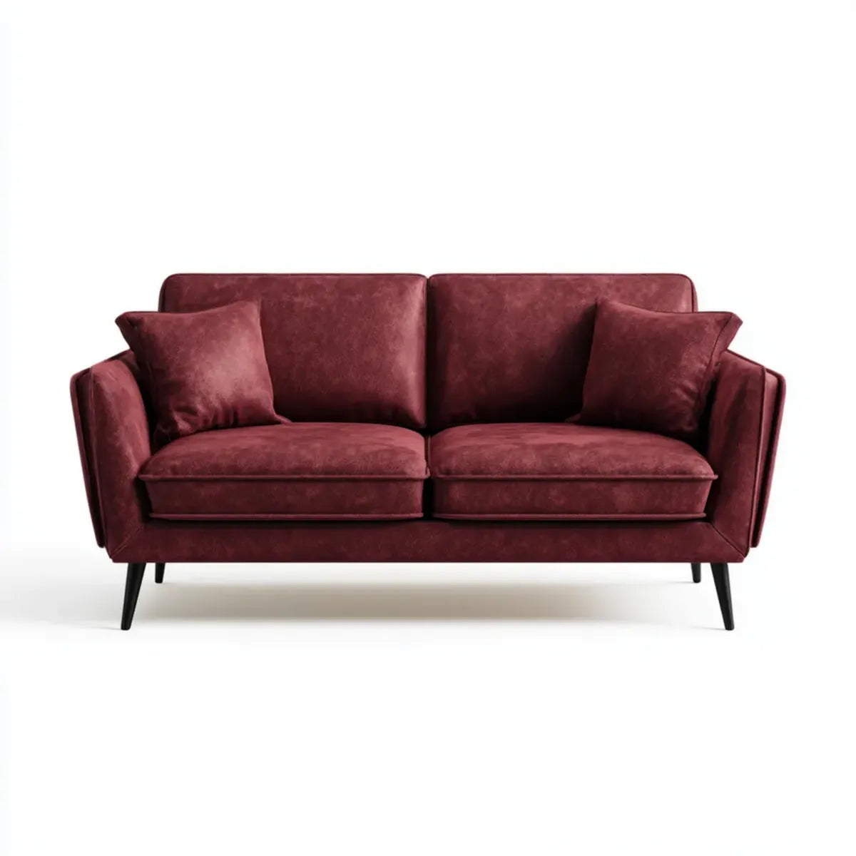 Canapé 2 places en velours polyester bordeaux rectangulaire 160 x 85 x 85 cm