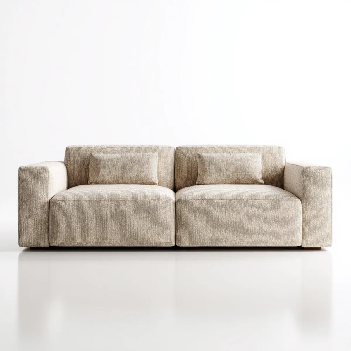 Canapé droit 2 places beige 220 x 95 x 78 cm en polyester rectangulaire