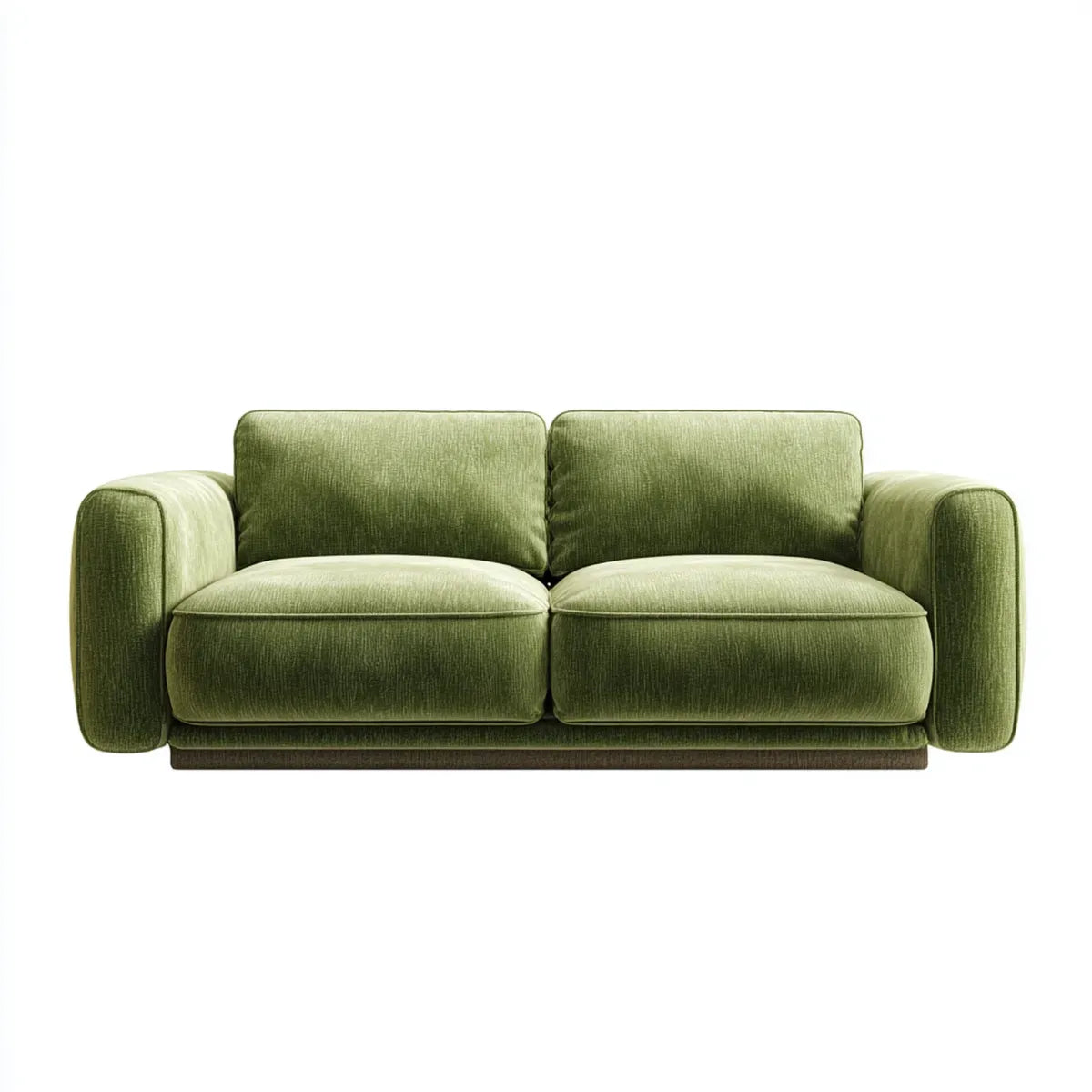 Canapé 2 places vert en velours de polyester 180 x 90 x 85 cm forme droite