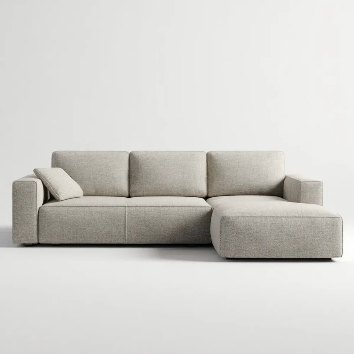 Canapé d'angle droit 4 places gris beige 280 x 160 cm en polyester