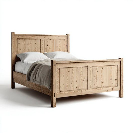 Lit double en pin massif naturel 160 x 200 cm rectangulaire
